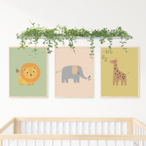Wild Animals On Pastel  - 3 Prints